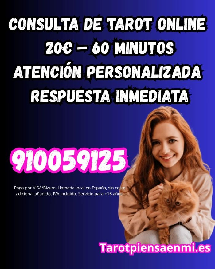 Consulta de tarot por teléfono 20 € - 60 minutos. Tarotista buena